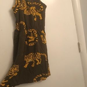 Mini olive green tiger print dress